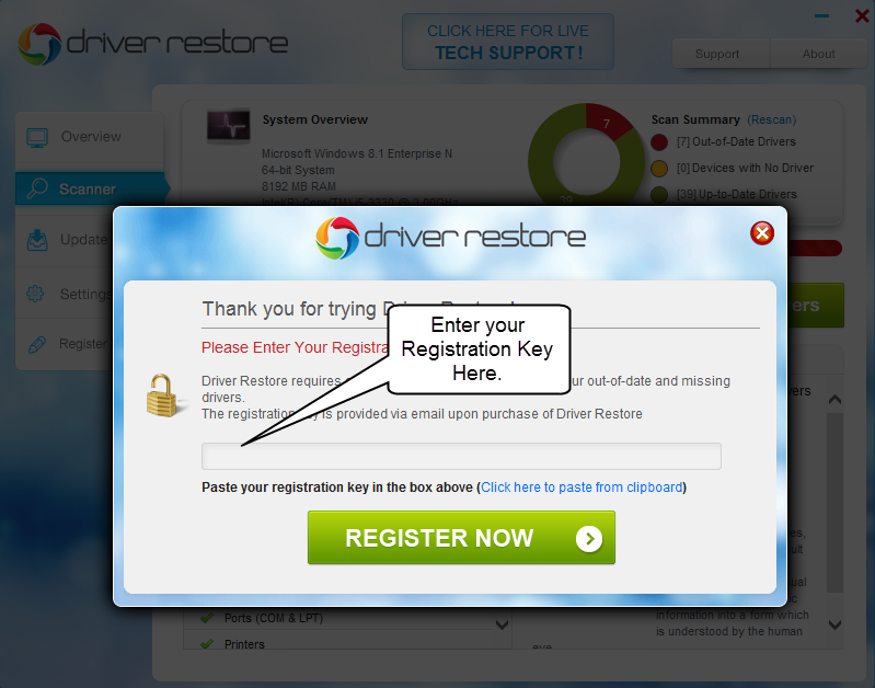 Driver restore key code free